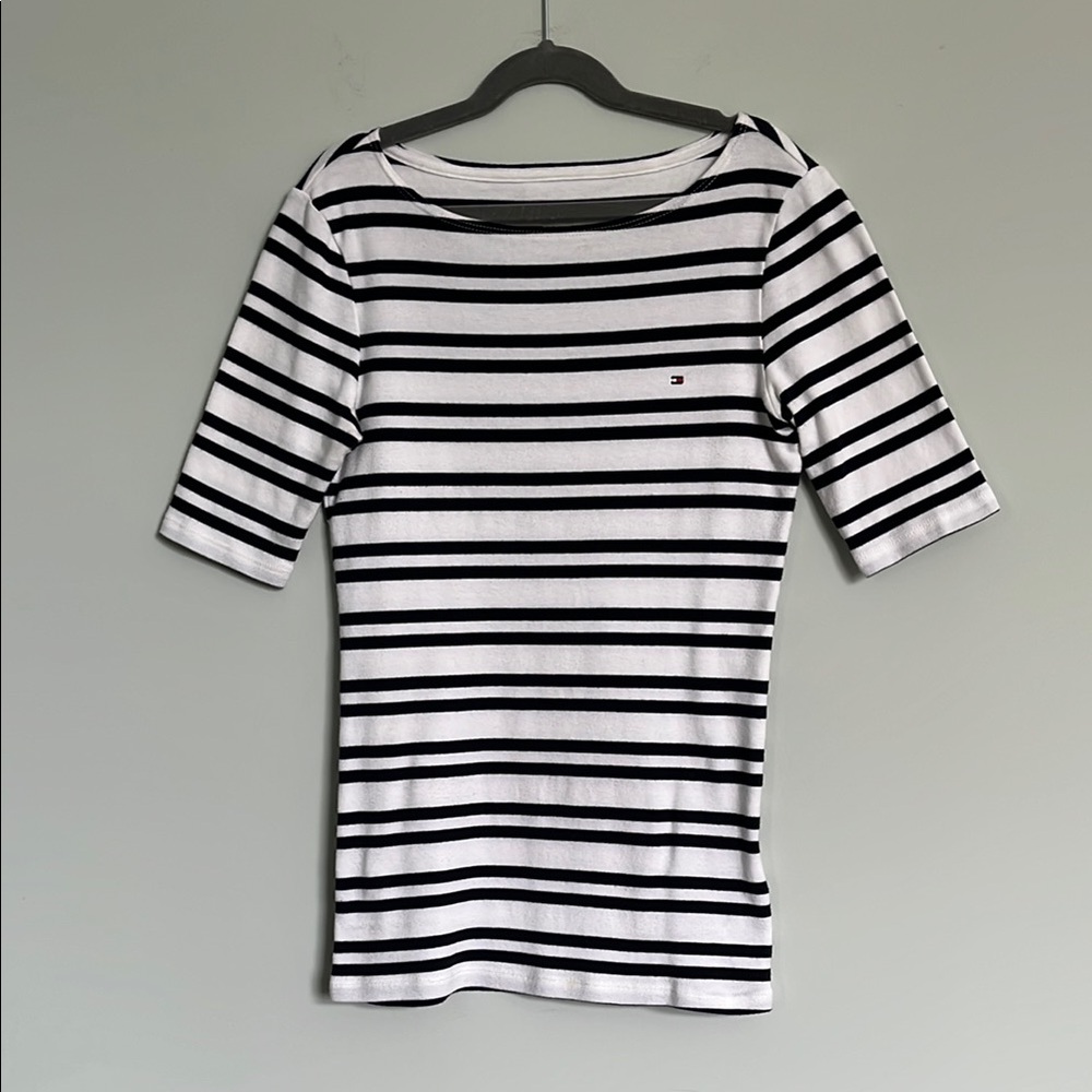 Tommy Hilfiger Boat Neck Striped Top Fitted XS